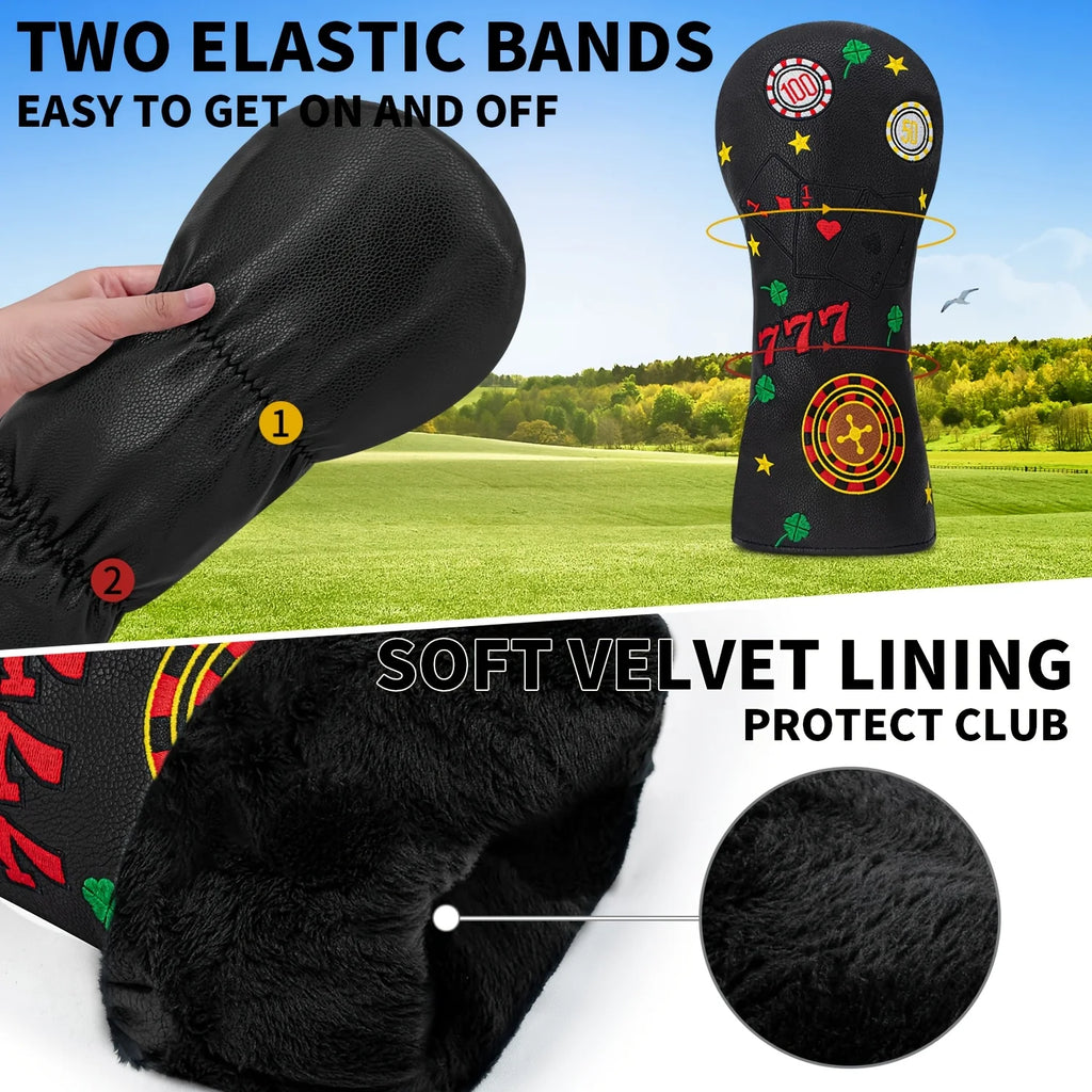 A Multi-Element Combination Theme Golf Club Cover Suitable for Driver, Fairway,And Iron Wooden Clubs with Thickened Inner Lining